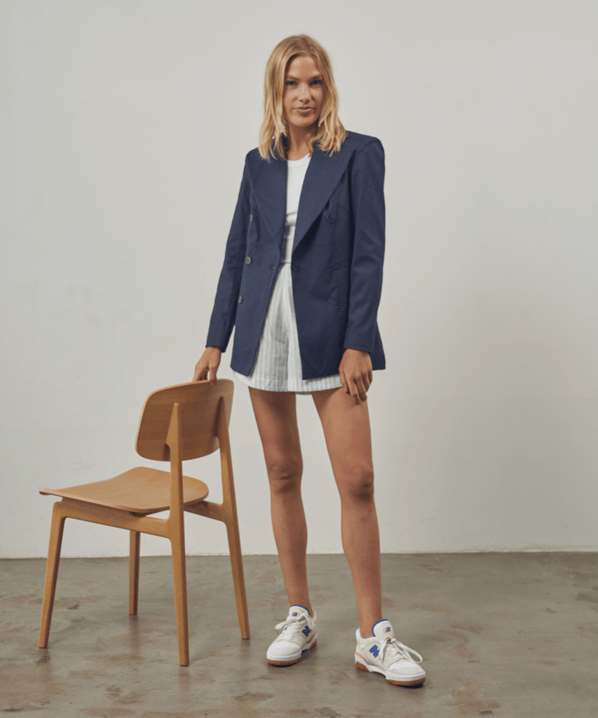 Navy Herringbone Blazer Barney Jacq