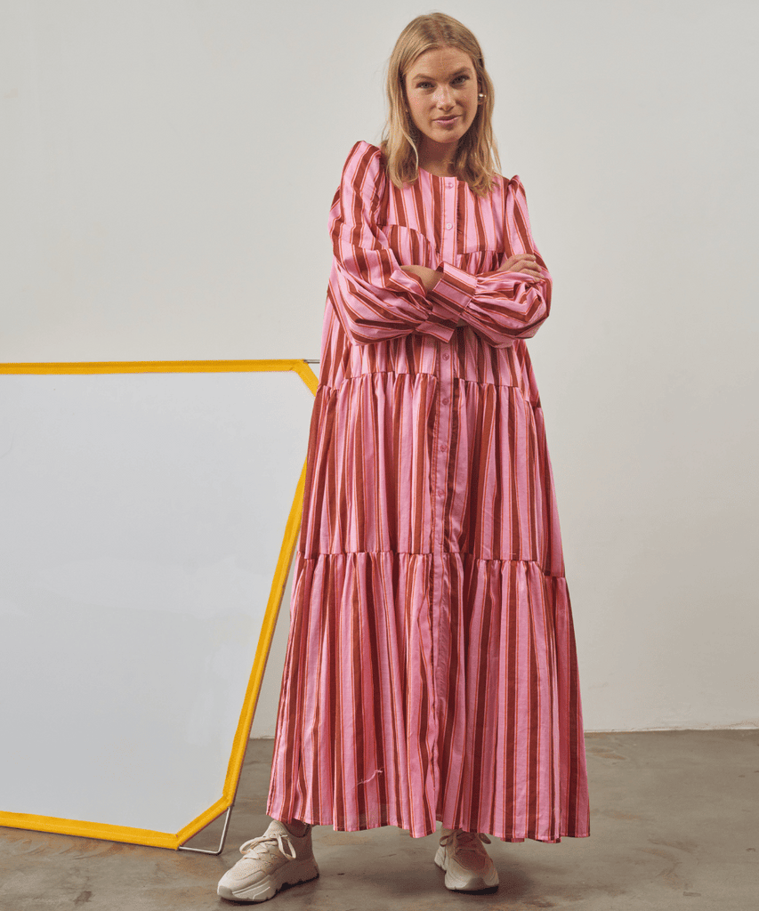 lulus striped maxi dress Magenta Maxi Dress - Dolman Sleeve Maxi Dress - Relaxed Maxi